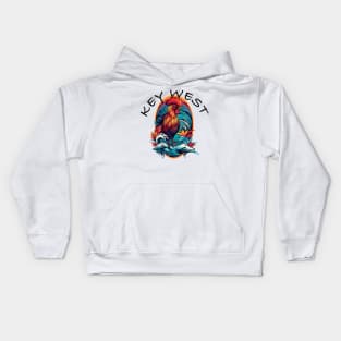 Key West Rooster Design, with Black Lettering Kids Hoodie